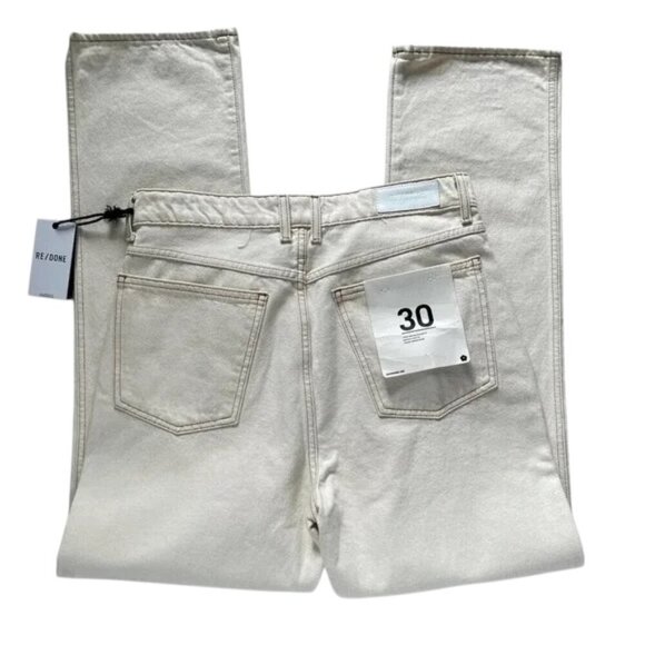 RE/DONE 70s Cigarette High Rise Straight Leg Jeans Birch Cream - Picture 4 of 7